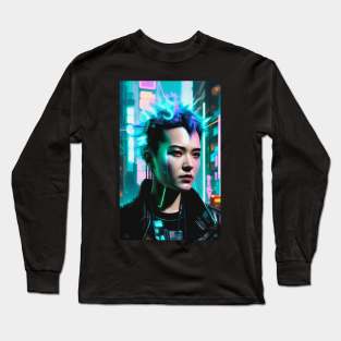 Abstract Cyberpunk Girl Long Sleeve T-Shirt